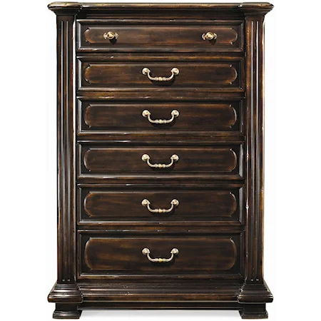 Traditional Six Drawer Tall Chest